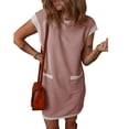 thumbnail image 5 of Tauxra Women's Sleeveless Shift Dress, Ribbed Contrast Knit Dress with Round Neck and Side Pockets, Casual Summer Dress for Warm Weather, Stretchy and Breathable Knit Fabric for Daily, 5 of 5