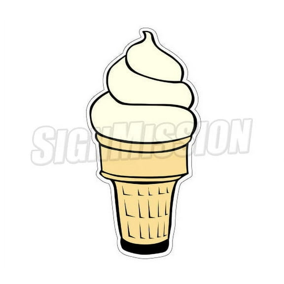 24" SOFT SERVE ICE CREAM VANILLA Concession Decal cart cone