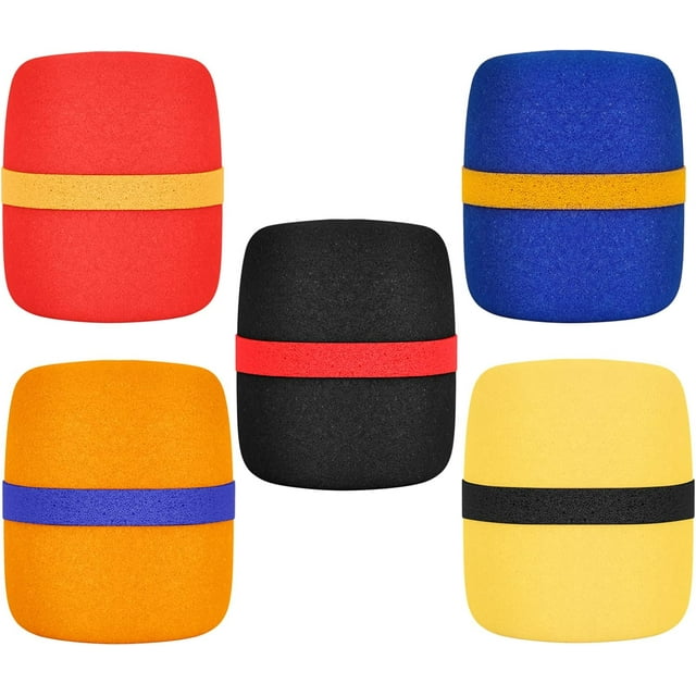 5 Pack Thick Foam Mic Cover Handheld Microphone Windscreen Colorful Microphone Sponge Cover for Karaoke DJ Stage Performance