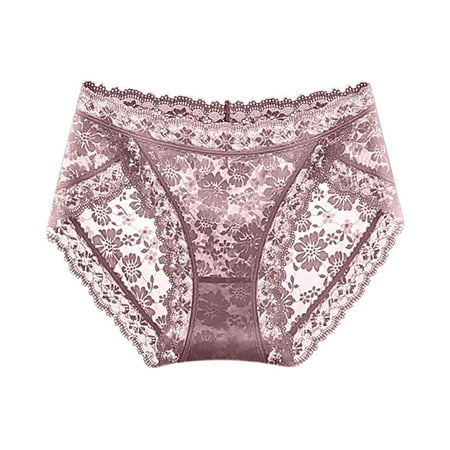 

Frehsky underwear women Women s Underwear Panties Seamless Flower Print High-waist Lace Intimates Purple