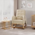 thumbnail image 3 of BeesClover Nursery Rocking Chair, Modern Glider with High Backrest and Sturdy Wooden Legs, Comfortable Accent Rocker for Living Room, Bedroom, Nursery Furniture, Easy Assembly, 3 of 9