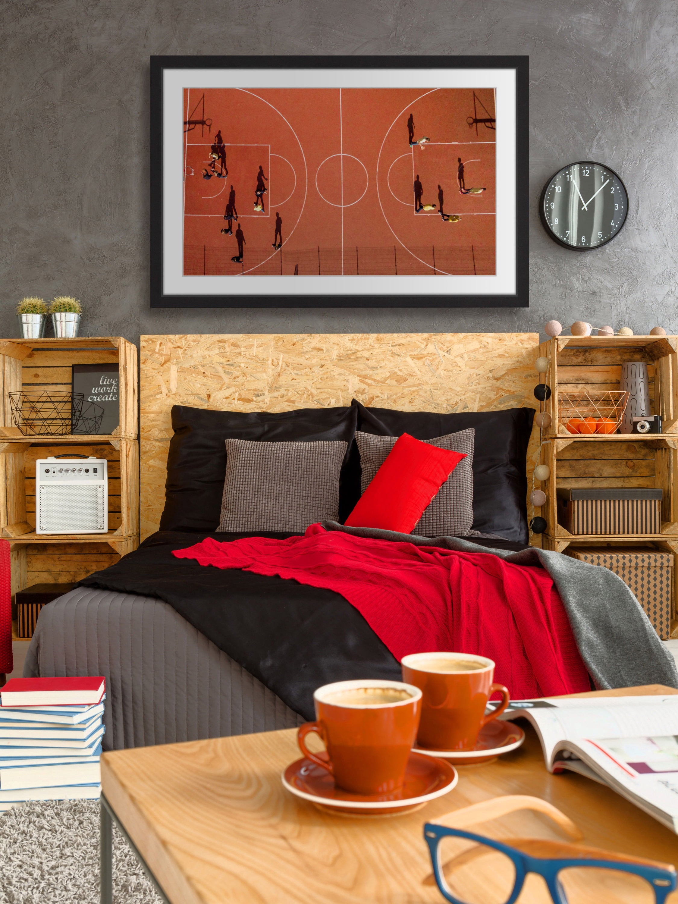 "Basketball Court" Framed Painting Art Print