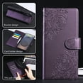 thumbnail image 6 of Wallet Case for Samsung Galaxy A15, Elegant PU Leather Phone Case with Card Slots, Kickstand Flip, Wrist Hand Strap, Magnetic Closure Flower Pattern Folio Cover for Samsung Galaxy A15, Darkpurple, 6 of 11