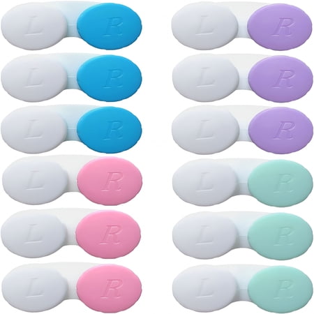 HBMYN 12 Pack Contact Lens Case Holder Box Soak Storage Kit (Assorted Color)