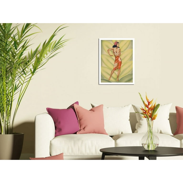 Graceful Hawaiian Hula Dancer - Vintage Hawaiian Airbrush