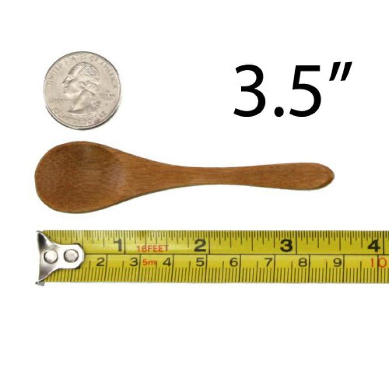 30pcs Black 3.5 Oval Head Small Solid Bamboo Spice//Salt//Sugar Spoons BambooMN Brand