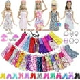 thumbnail image 3 of A-Waroom 32PC/Set Doll Accessories for 12 Inch Dolls,10 Fashion Dresses,5 Pair Shoes,6 Necklaces,6 Crowns,2 Glasses, 3 of 6