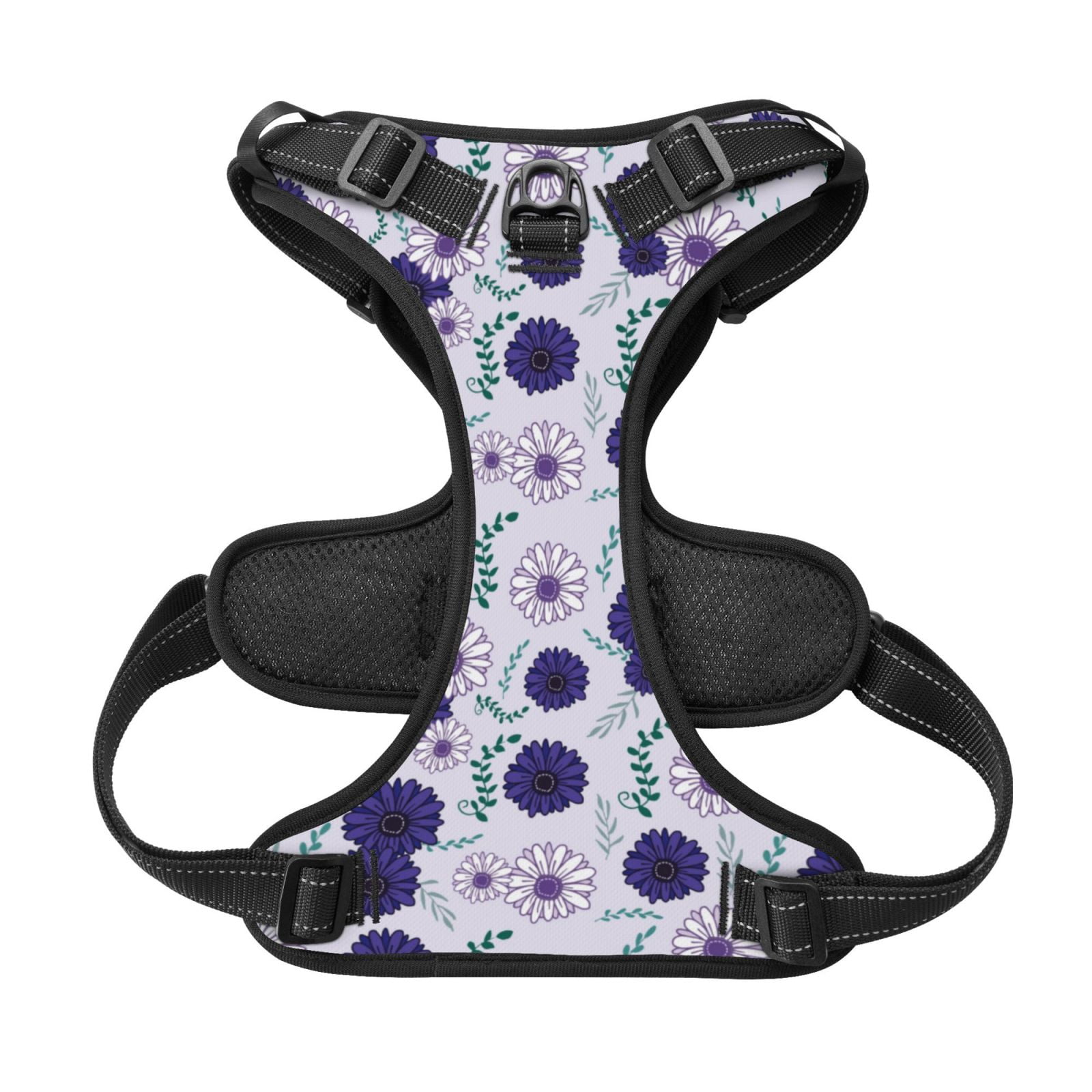 Kdxio Daisies Flowers Print No Pull Dog Harness Adjustable Reflective Oxford Easy Control Medium Large Dog Harness for Training and Everyday-Large