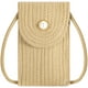 thumbnail image 1 of Bolso de mano de color caqui para mujer, tejido de playa de paja, hecho a mano, con cierre de hebilla, teléfono de viaje Sincero Electrónica, 1 of 5