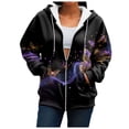 thumbnail image 4 of COMVALUE Womens Zip Up Hoodies Boho Floral Long Sleeve Sweatshirts Casual Graphic Y2K Hoodie Fall Hooded Jacket with Pockets (Purple, 3XL), 4 of 7
