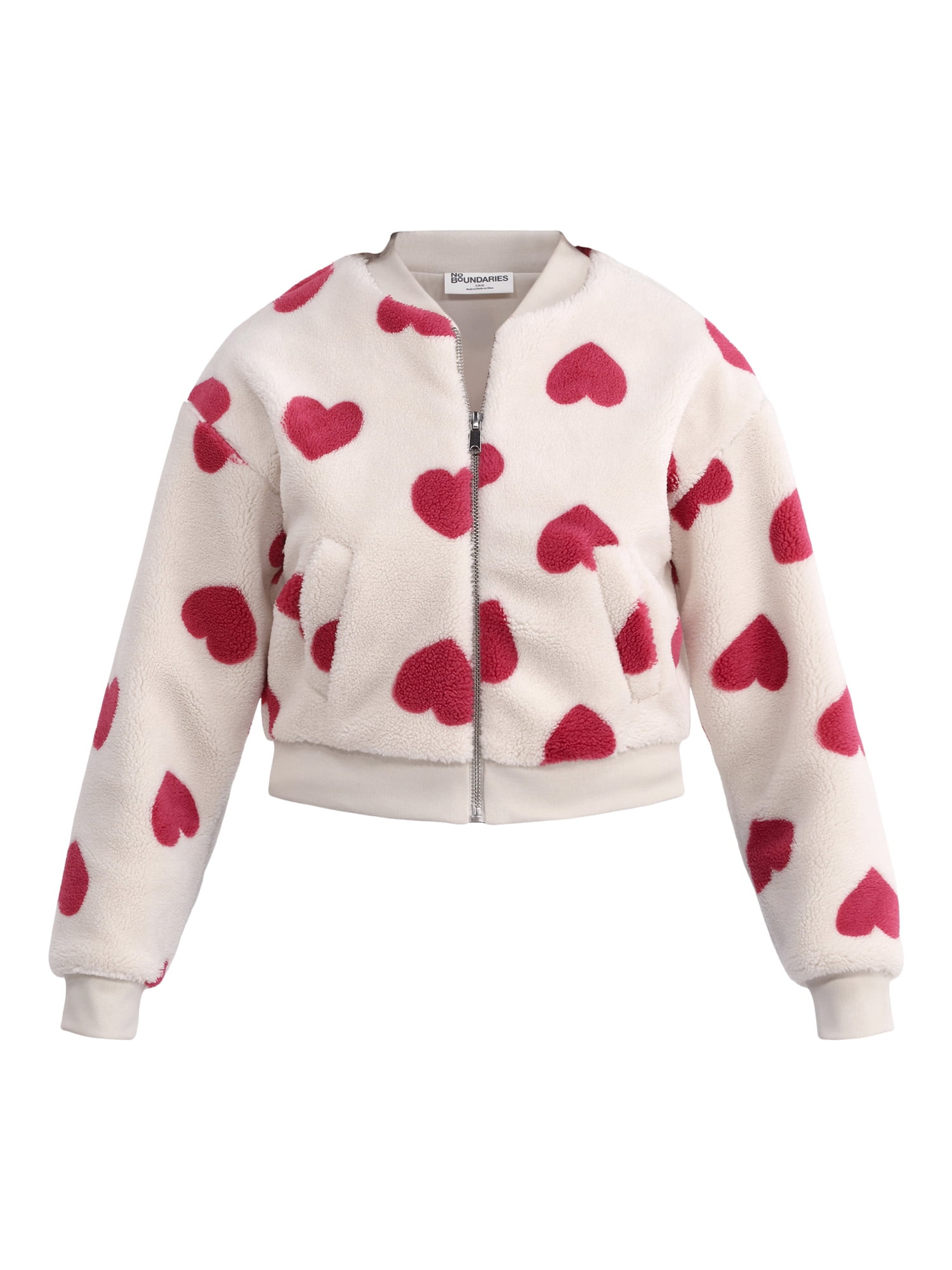 No Boundaries Plush Bomber Jacket, Heavyweight, Women's XXS-XXL