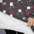 thumbnail image 3 of Oversized Wearable Blanket Hoodie,Dark Gray Christmas Gnome Pattern Sherpa Blanket Hoodie with Super Pockets,Super Warm Fuzzy Pullover for Women & Men, 3 of 6