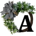 thumbnail image 3 of Simulation Alphabet Print Farmhouse Wreath - No Fading - 3D Bow Tie - Last Name Year Door Wreath Decoration - Household Decor, 3 of 8