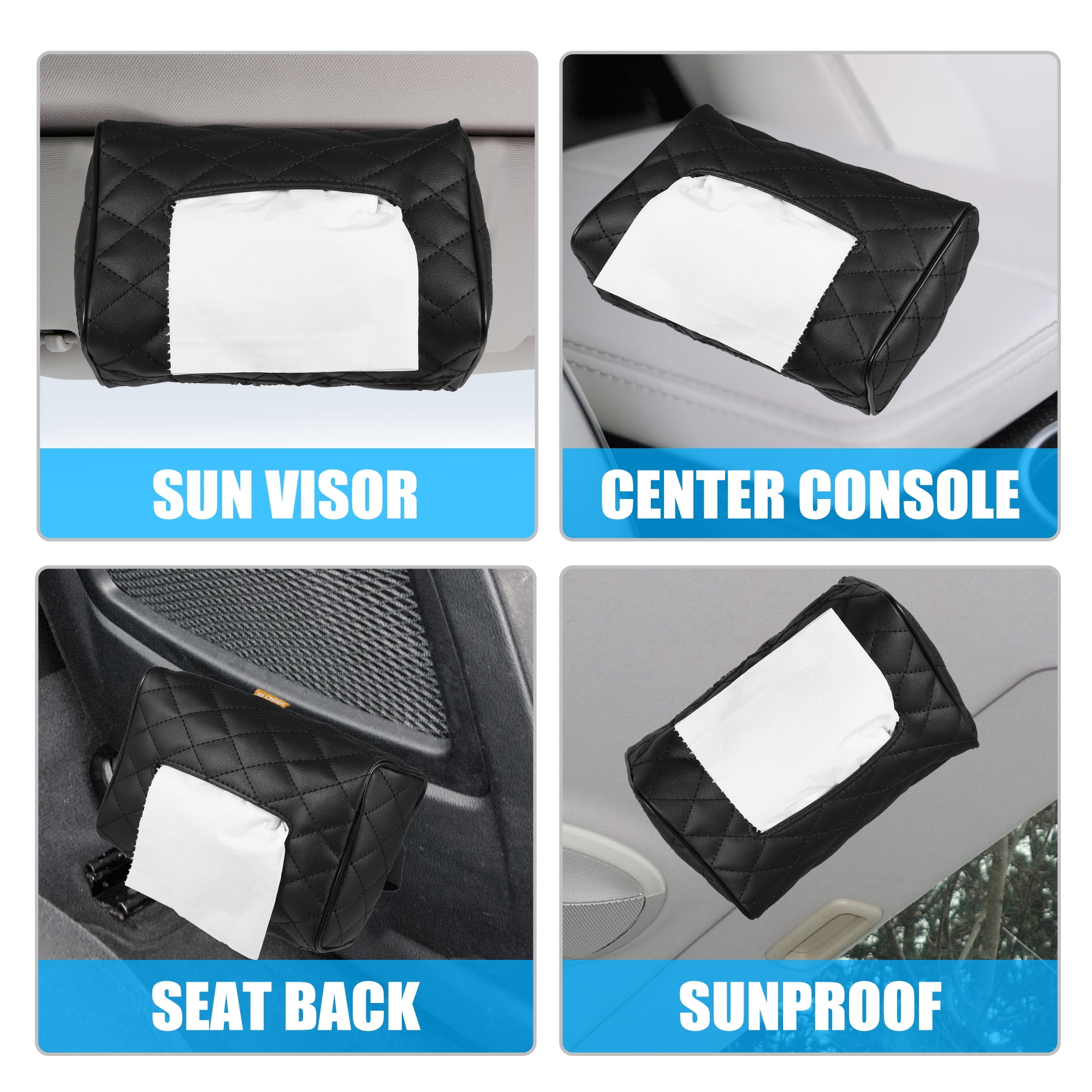 Unique Bargains Mask Visor Paper Box Holder PU Leather Organizer Black