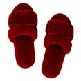 thumbnail image 2 of Women's Plush and Cozy Slide House Slippers, Warm Luxury, Burgundy/Burgundy Velvet Bow, 2 of 4