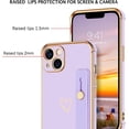 thumbnail image 5 of iPhone 13 Case, iPhone 13 Phone Case Love Heart Cute Case with Wristband Kickstand Holder Soft TPU Plating Bumper Protective Slim Shockproof iPhone 13 Case Cover for Girls Women, Purple, 5 of 14