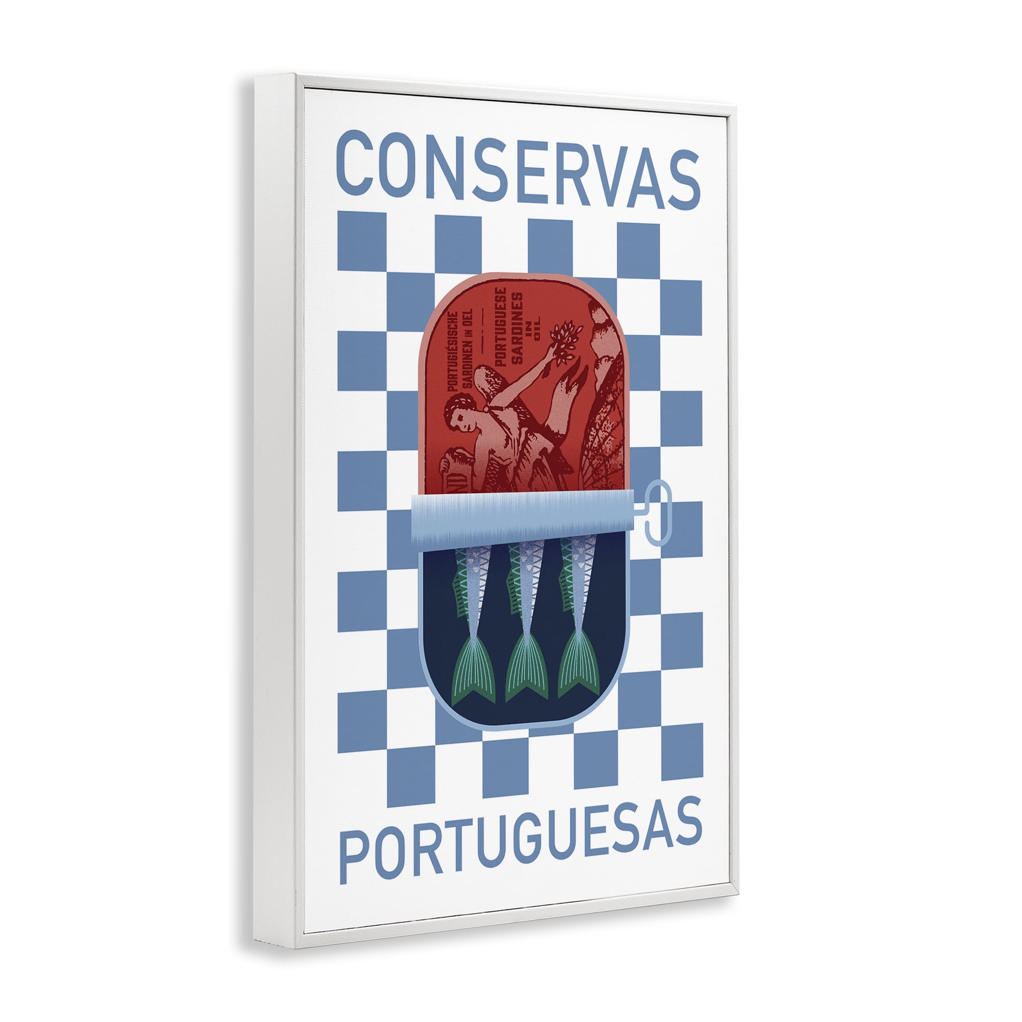 Stupell Industries Portuguese Canned Fish Food & Beverage Painting White Framed Art Print Wall Art, 20 x 30