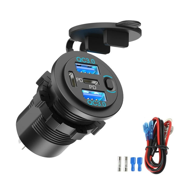 Cargador de coche TIANWIDJEW Dual PD USB C de 30 W, puertos duales QC3.0