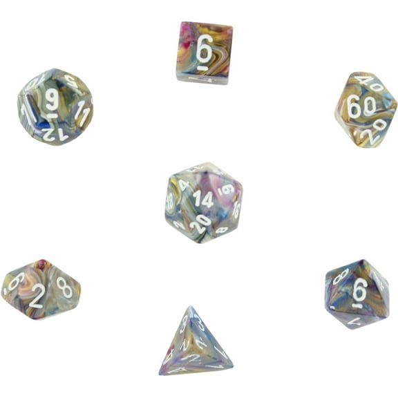 Festive Polyhedral Carousel/White 7-Die Set