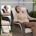 thumbnail image 6 of MeetLeisure 5 Piece Wicker Patio Furniture Set, 2 Swivel Rocker Chairs with 2 Ottomans and 1 Side Table, High Back, Deep Seating, Wide Armrest, Thick Cushions for Deck Porch, Beige, 6 of 11