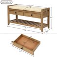 thumbnail image 6 of Upholstered Shoe Rack Bench with Cushioned Seat, Storage Drawers and Bottom Shelf, Wooden Entryway Shoe Bench with Legs, Narrow Rectangular Storage Bench for Entryway Laundry Room, Old Pine, 6 of 9