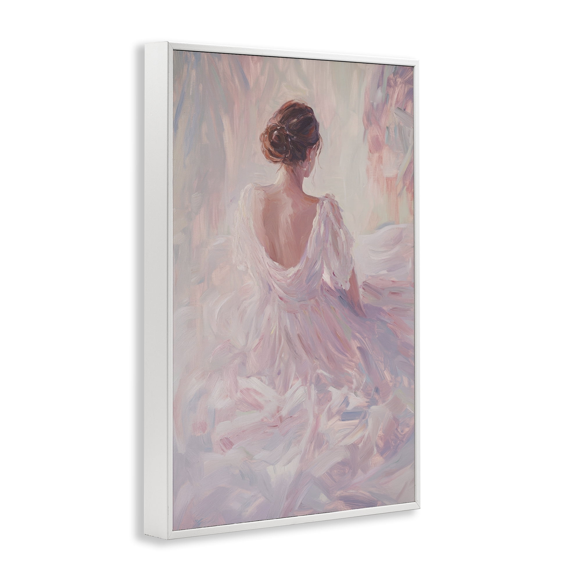 Stupell Industries Graceful Woman in Blush Gown White Framed Giclee Art, design by Petal Prints Design