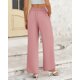 thumbnail image 4 of Pantalones anchos BTFBM para mujer, elásticos, cintura alta, color rosa palazzo, 4 of 9