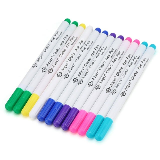 Water Erasable Pens Disappearing Vanishing Erasable Ink Fabric Marker Pen, 12-PACK 7-COLOR Wate