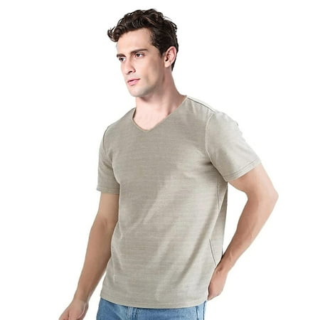 

EMF Radiation Shield Men T-Shirt | V-Neck Health Safety Protection Suit | Radiation Suit Fara-day Fabric Silver for 5G / WiFi protective clothing