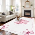 thumbnail image 2 of Valentine's Day Area Rugs 5'x7', Small Throw Rugs for Laundry Room Playroom, Pink Bowknot Ribbon Modern Minimalist Art Indoor Outdoor Rug Non-Slip Low Pile Carpet Runner Reversible Floor Mats, 2 of 8