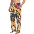 thumbnail image 2 of Uemuo Cute Cat Cartoon Pattern Men's Wide Leg Palazzo Lounge Pants with Pockets Light Weight Loose Comfy Casual Pajama Pants-XX-Large, 2 of 9