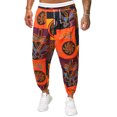 thumbnail image 1 of Kmbangi Men Casual Pants Graffiti Print Drawstring Tied-Ankle Loose Trousers, 1 of 9