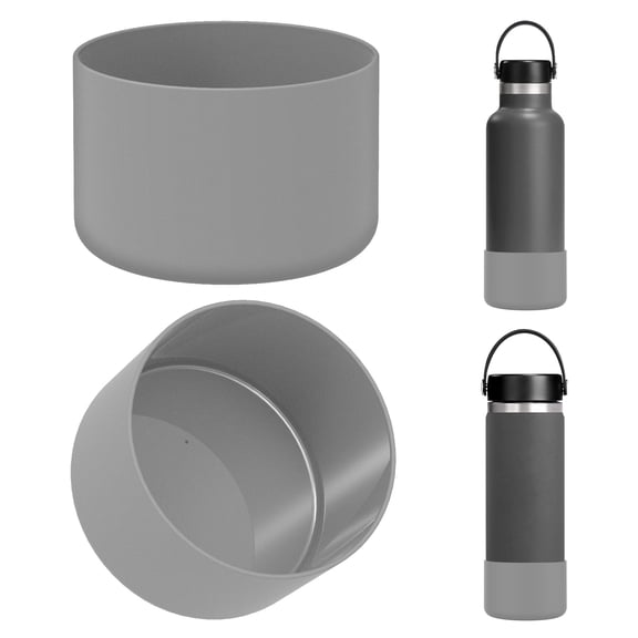 Linkidea 2 Pack Water Bottle Boot Compatible with Hydra Flask Wide Mouth 12oz/14oz/16oz/18oz/20oz, Silicone Bottle Bottom Sleeve Bumper Protector (Gray)