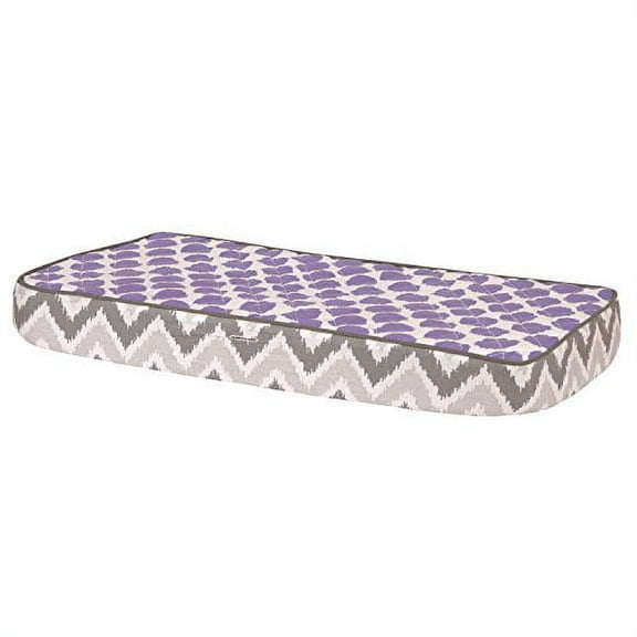 Bacati Ikat Zigzag Grey & Muslin Purple Dots Changing Pad Cover