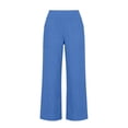 thumbnail image 5 of Women's High Waisted Three Quarter Cotton Linen Pants Solid Color Casual, 5 of 9