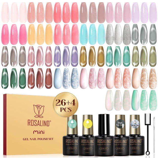 Set de esmalte en gel ROSALIND de 30 piezas con colores magnéticos perlados
