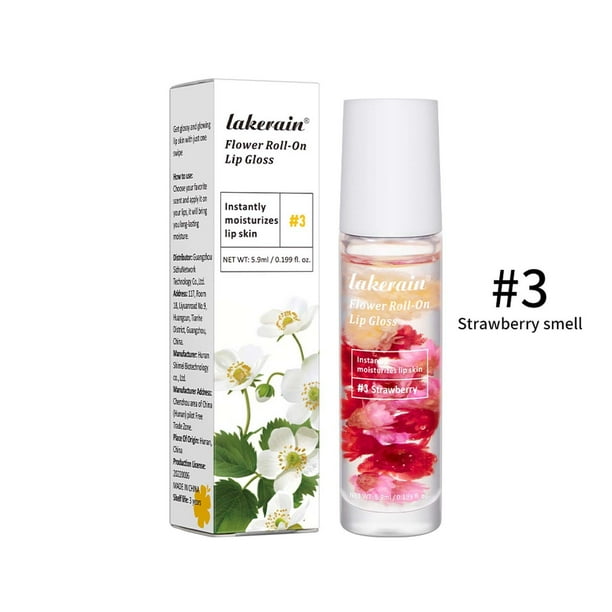 Fiudx Ofertas Flash Artículos En Oferta Aceite Labial Roller Ball Para Hidratar E Hidratar El Brillo Labial Con Infusión De Flores, 5,9 Ml