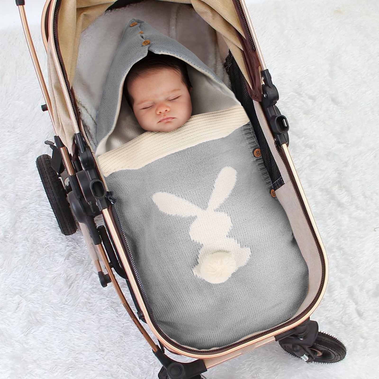 Xzngl Newborn Baby Girl Gifts Newborn Baby Blanket Wrapped Baby Plus Velvet Sleeping Bag Thick Knitted Warm Sleeping Bag Woolen Stroller Sleeping Bag