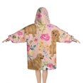 thumbnail image 2 of Golden Retriever with Flowers Blanket Hoodies for Kids 6-13YR Oversize Wearable Blanket Hoodies for Boys Girls Teens, 2 of 7