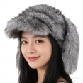 thumbnail image 3 of Rewenti Grand Bonnet pour Hommes et Femmes Protection des Oreilles Imitation Vison Chaud pour l'Hiver, 3 of 5