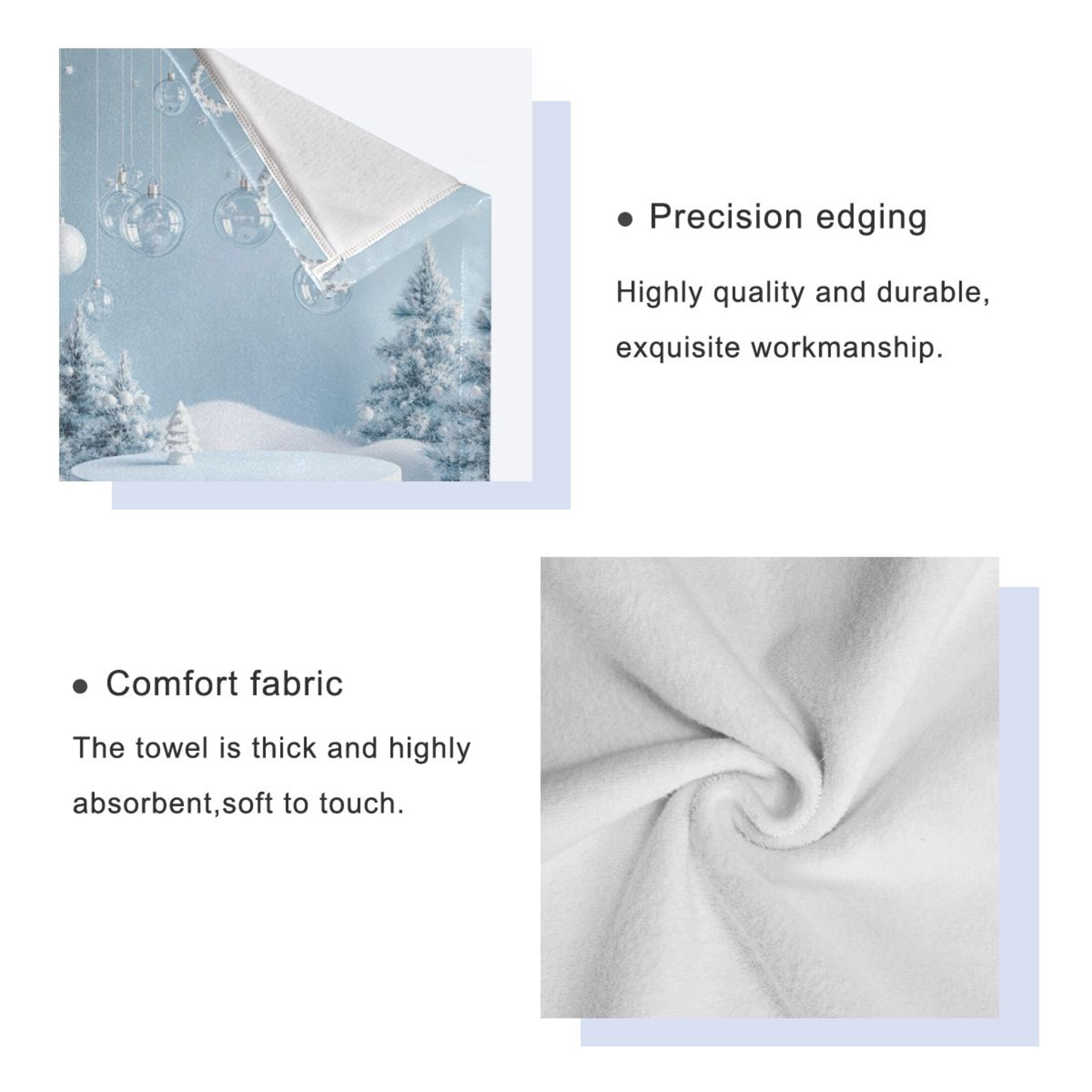 3 Piece Bath Towels Set Bath Towel, Hand Towel and Face Towel for Bathroom, Gym, Hotel Winter Christmas Decorations