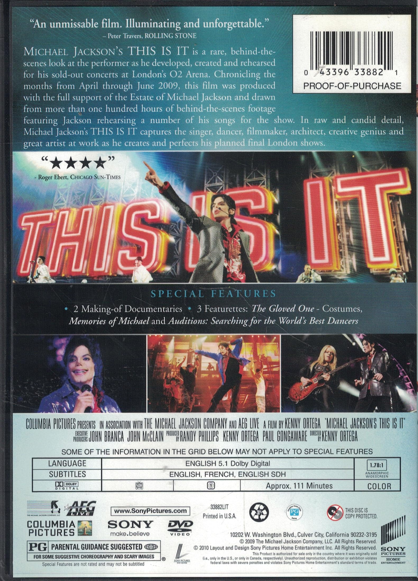 Sony Pictures - Michael Jackson's This Is It (DVD), Music