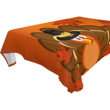SKYSONIC Thanksgiving Turkey Tablecloth Waterproof Washable Polyester Square Table Cover Durable Tablecloth for Kitchen Dining Table Party Decor (54 X 72 Inch)