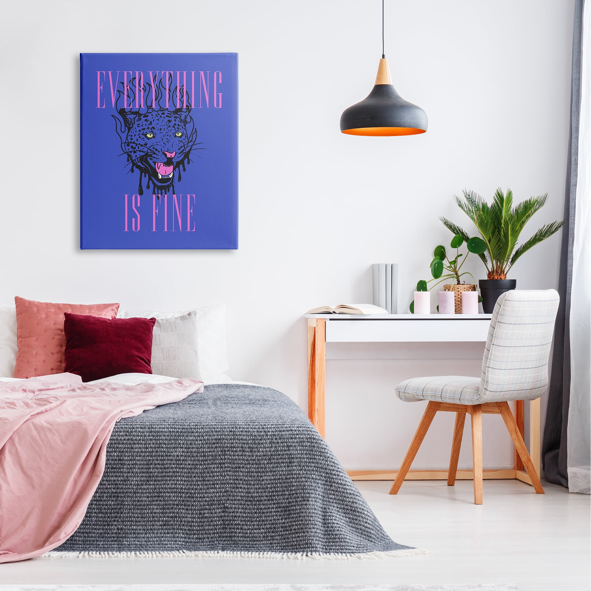 Stupell Industries Everything is Fine Leopard Animals & Insects Painting Gallery Wrapped Canvas Art Print Wall Art, 30 x 40