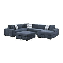 Lexicon Raife 4-Piece Chenille Sectional with Right Chaise and Ottoman in Blue