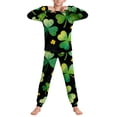thumbnail image 4 of Auroural girls clothes sets outfits St. Patrick's Day Printed Long Sleeved Shirt And Pants Set For Boys And Girls, 4 of 9