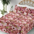 thumbnail image 3 of Ambesonne Flowers Boho Fitted & Flat Sheet with Shams 4 Pcs Set, Buds and Stems Trippy, Full, Pastel Pink Fern Green, 3 of 5