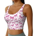 thumbnail image 2 of Fotbe Pink bows Sujetador Deportivo Largo sin Aros para Mujer con Almohadillas y Soporte Medio, Transpirable y Absorbente, Camiseta Tipo Chaleco o Tank Top-Medium, 2 of 8