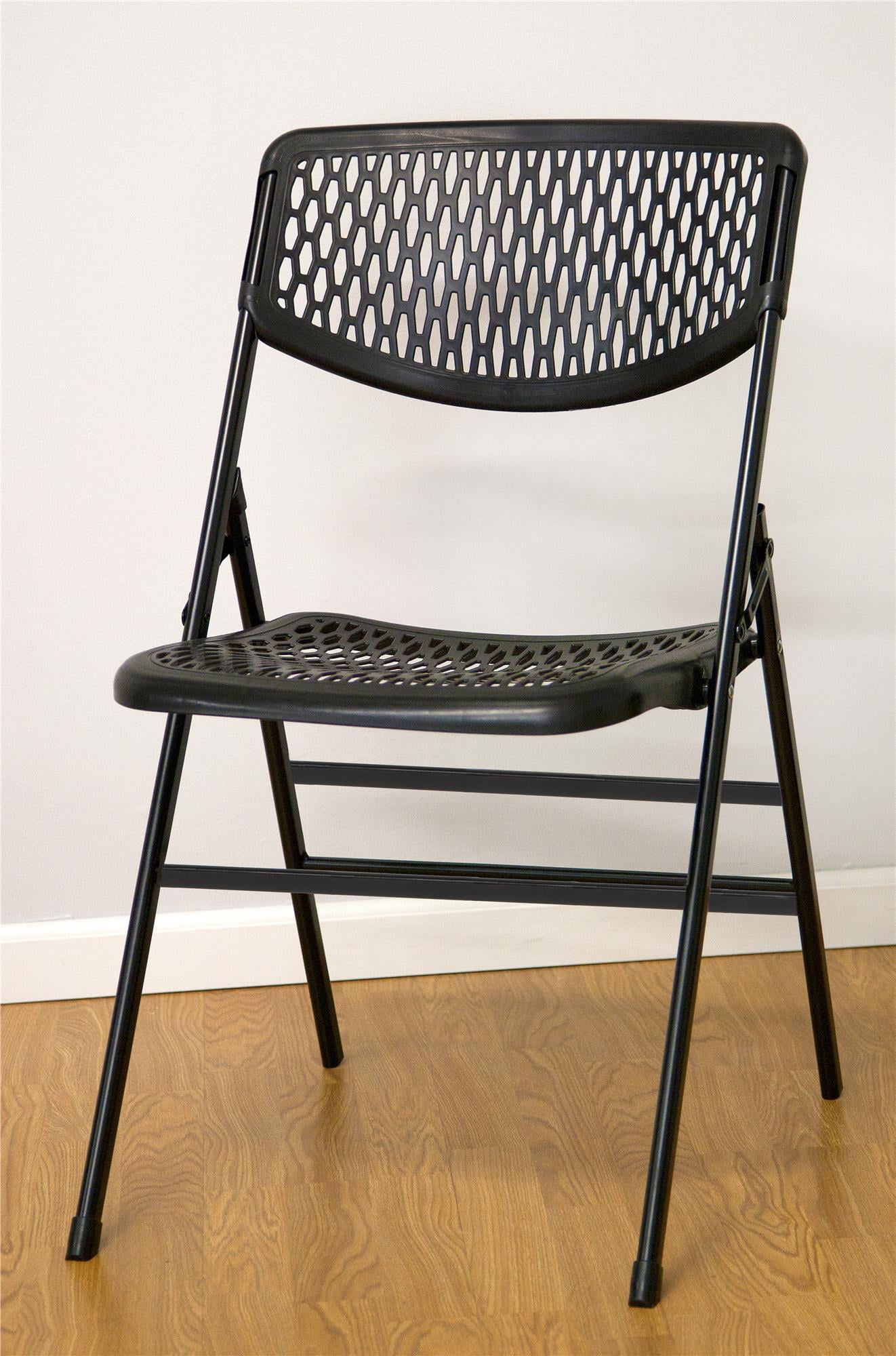 COSCO Commercial Resin Mesh Folding Chair, Black, 4pack