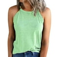 thumbnail image 2 of MRULIC tank top for women Women's Solid Color Slim Fit O Neck Halter T-Shirt Top Vests Tank Sleeveless Blouse Womens tank tops Green + L, 2 of 9